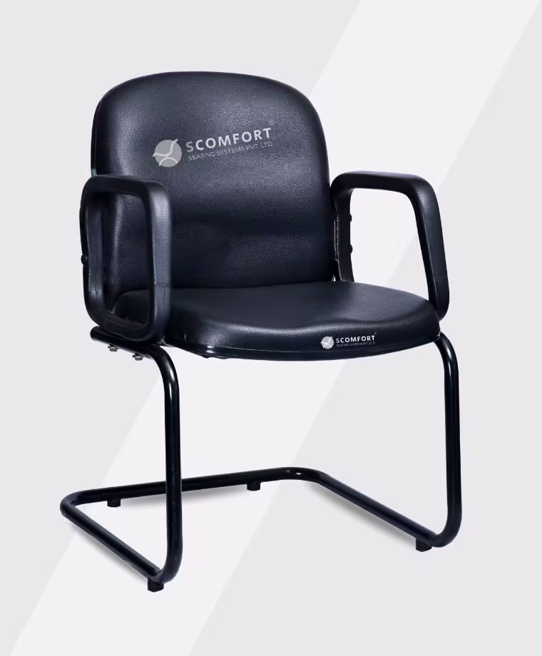 SR24 SC D27 visitor or waiting room chair with black cushioned seat and armrests