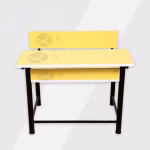 Yellow school desk with black legs labeled SR24 SC RT10