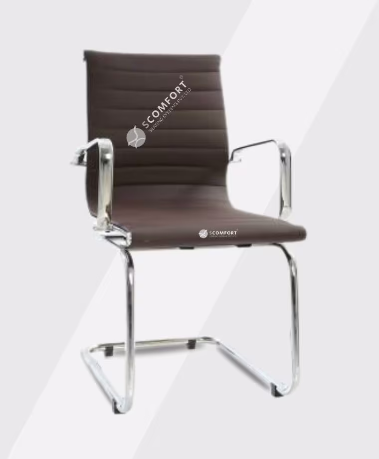 SR7 SLICK FIX brown upholstered visitor or conference chair with chrome sled base by S Comfort Furniture