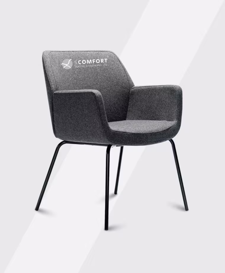 SR11 SC LU11 modern grey upholstered lounge chair with black metal legs