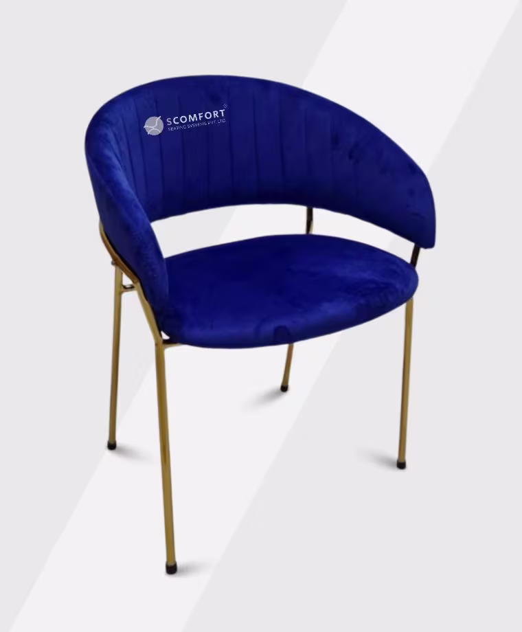 SR16 SC LU116 royal blue velvet accent chair with gold metal legs