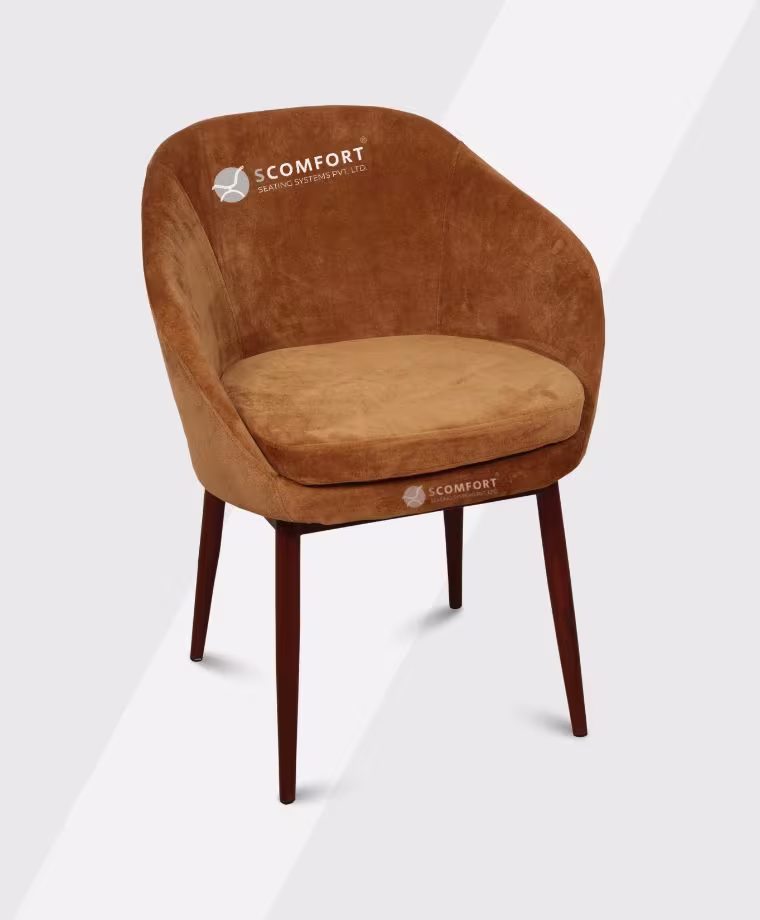 SR17 SC LU117 brown velvet accent chair with wooden legs