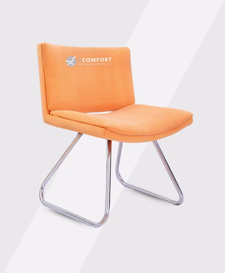 SR24 SC LU8 orange upholstered conference chair with chrome legs