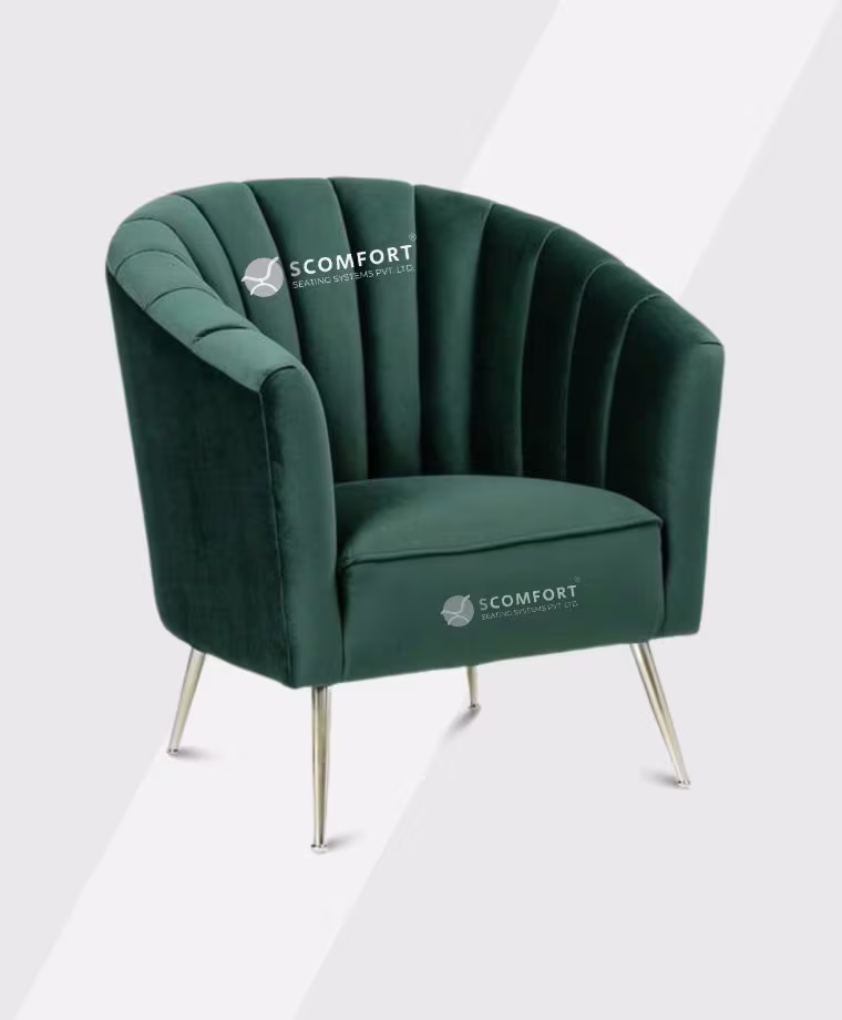 SR26 SC LU126 emerald green velvet accent chair with gold legs