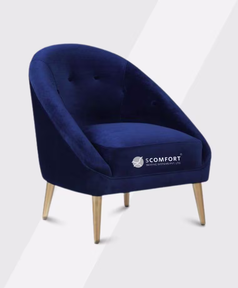 SR3 SC LU103 navy blue velvet accent chair with wooden legs