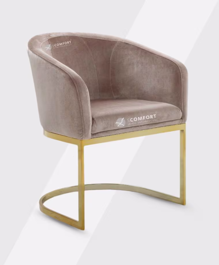 SR30 SC LU129 beige velvet accent chair with gold metal frame