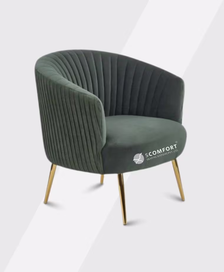 SR6 SC LU106 dark green velvet accent chair with gold legs