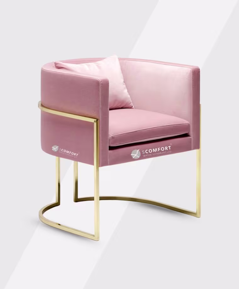 SR9 SC LU109 pink velvet accent chair with gold metal frame