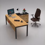 Modern Wooden Executive Office Desk Set