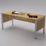 Modern executive office desk with a premium wooden finish, clean panel styling, and durable white metal frame. Perfect for corporate offices, manager cabins, and professional workspaces.