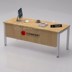 Modern executive office desk with a premium wooden finish, clean panel styling, and durable white metal frame. Perfect for corporate offices, manager cabins, and professional workspaces.
