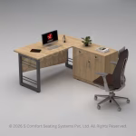 Executive Wood-Grain L-Shaped Desk