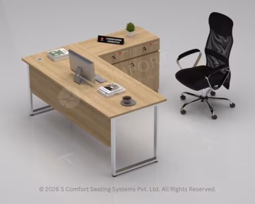 Executive L-Shaped Desk with Ergonomic High-Back Chair