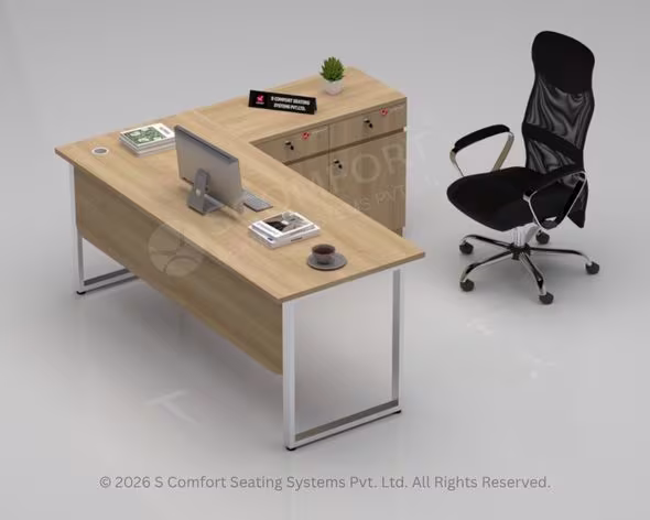 Executive L-Shaped Desk with Ergonomic High-Back Chair
